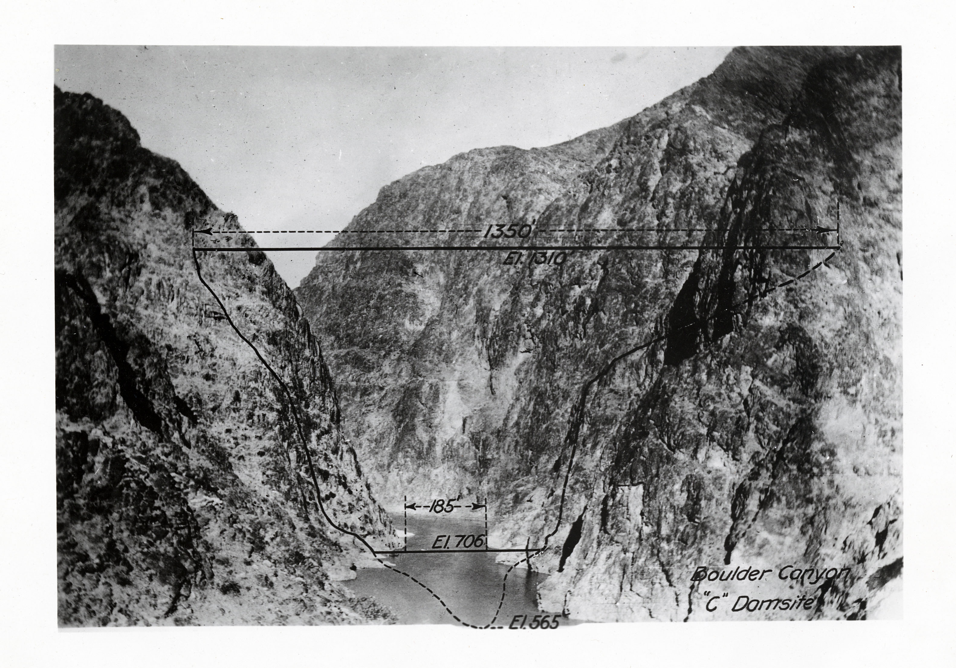 Photograph of the Boulder Canyon Dam site before construction (series 13912).