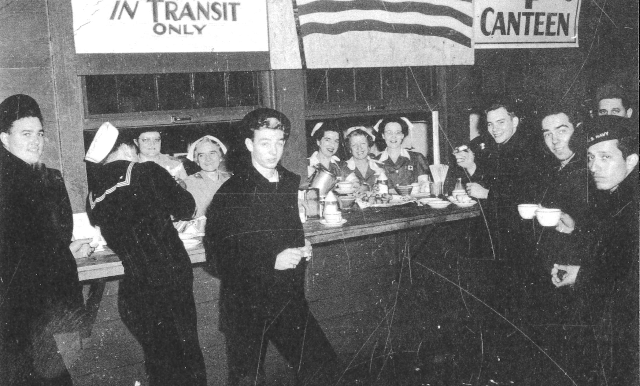 Image of soldier and nurses at the Ogden Canteen