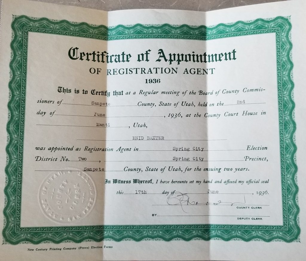 Certificate of Appointment of Registration Agent 1936