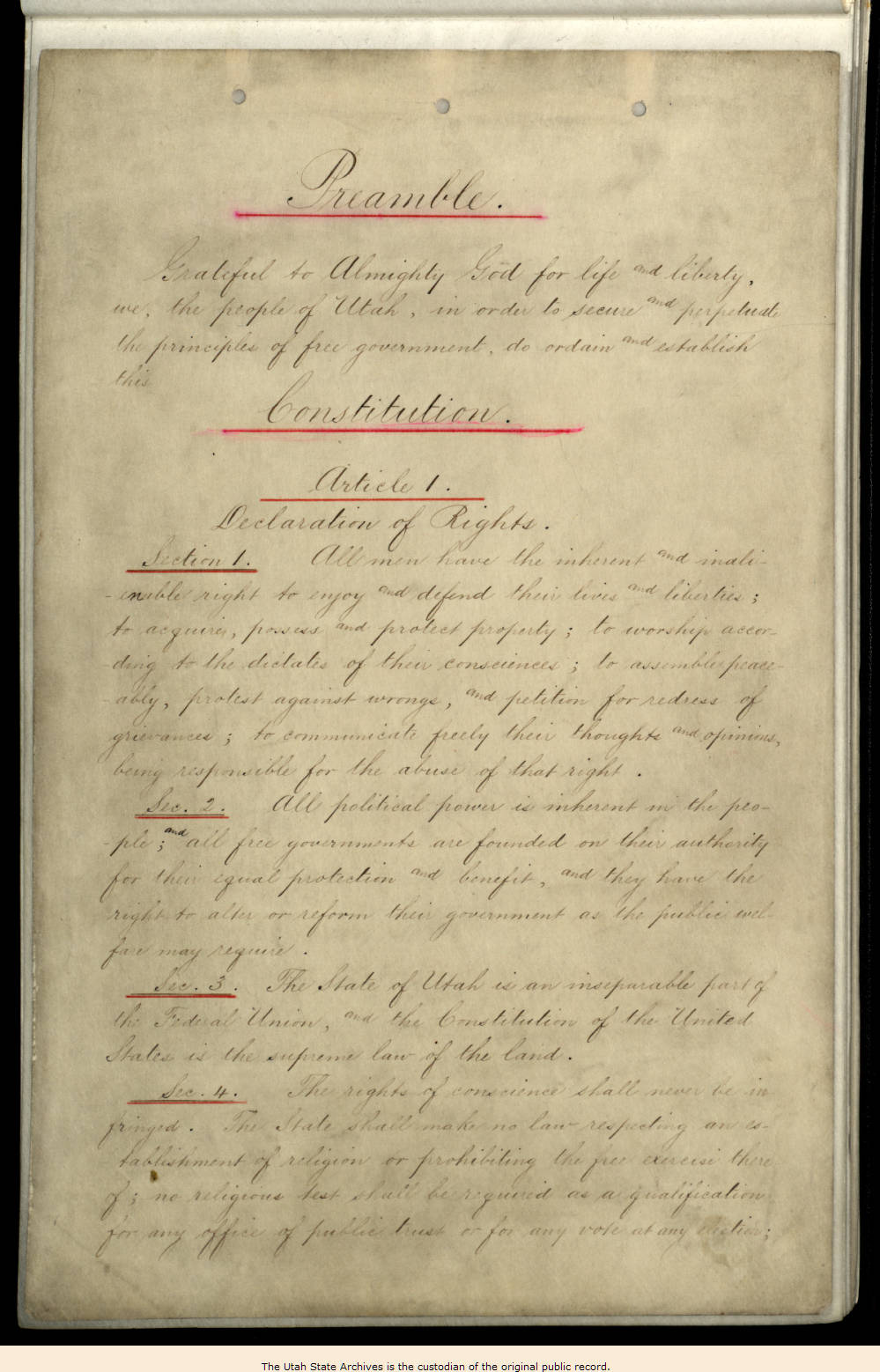 Utah Constitution 1895